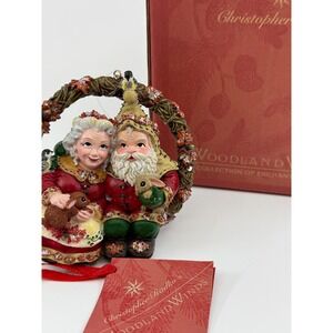 Christopher Radko Woodland Winds‎ Frosty Love Wreath Ornament 2000 Santa & Mrs